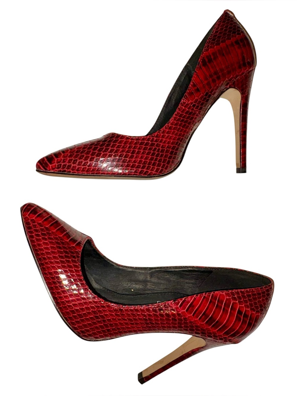 ALDO Red Snakeskin Embossed Pointed Toe Stiletto Pumps Size 8